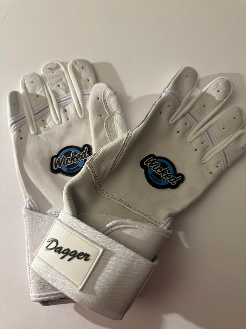 Wicked Sports Batting Glove - Dagger - White